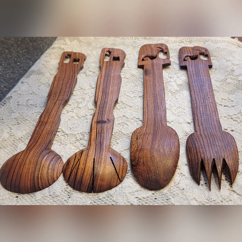 Vintage Elephant MCM Salad Servers 2 Sets